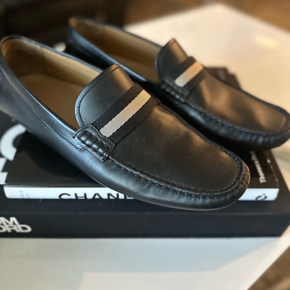 Bally Men's Black Leather Loafers